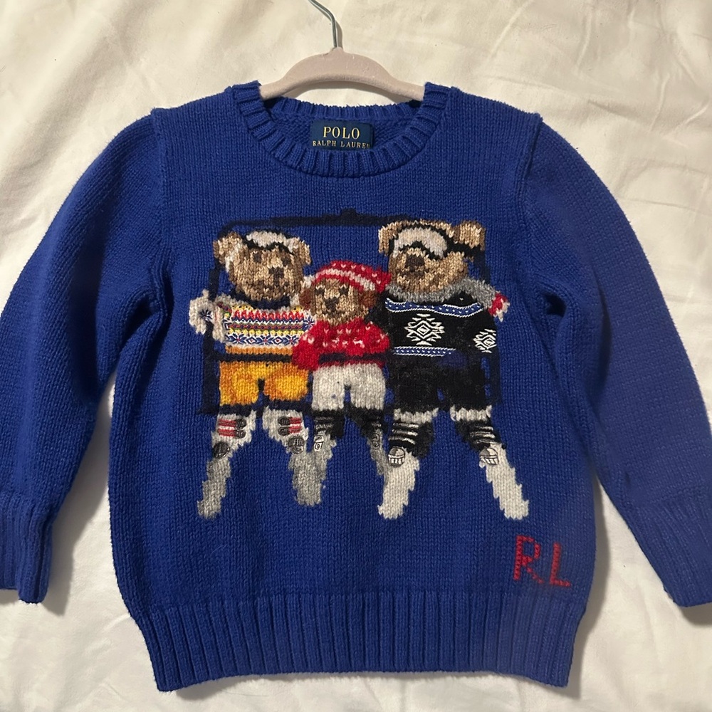 Polo Bear Family Sweater ski in Blue - VERY RARE find!